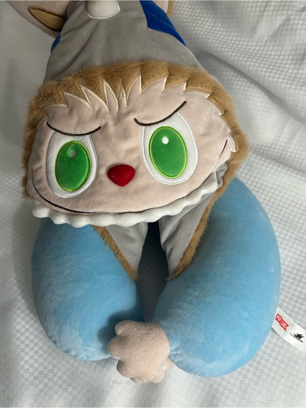 Pop Land Exclusive Labubu Travel Pillow with hood
